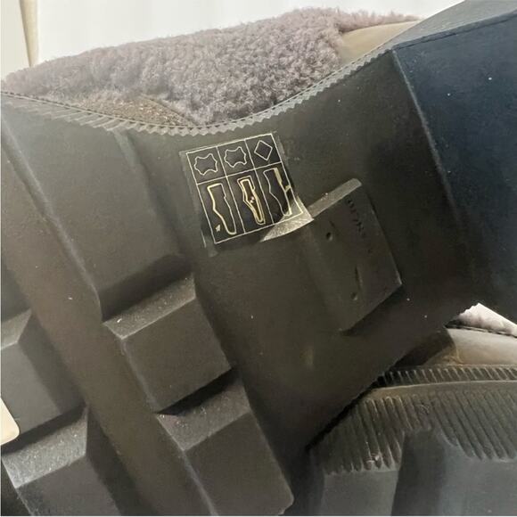 Voile Blanche Loden Faux Shearling Trim Lug Sole Leather Boots Khaki size 38 - Picture 7 of 10